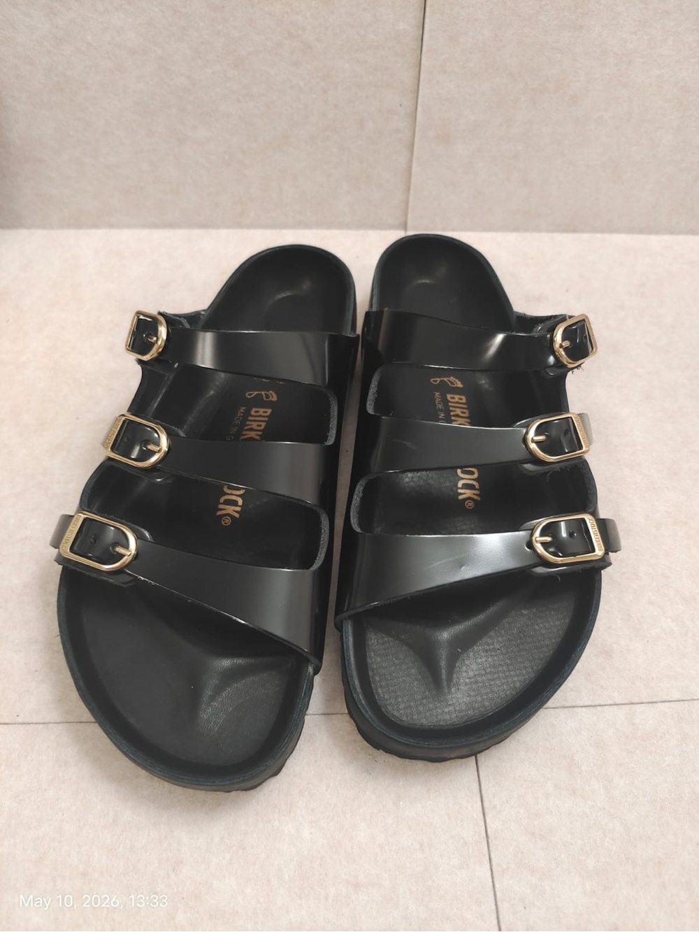 NWOB Birkenstock Florida Sandal Women Size 8 Leather upper Black